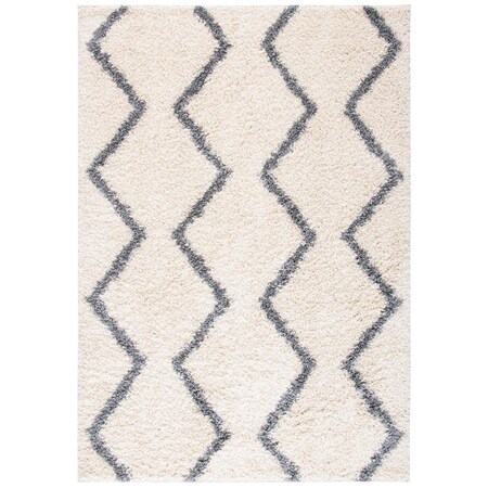 Safavieh Venus Shag Power Loomed Rectangle Shag Rug; Ivory & Grey - 5 ft. -3 in. x 7 ft. -6 in. VNS680A-5